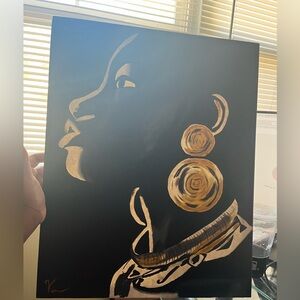 Elegant Black and Gold Portrait Art